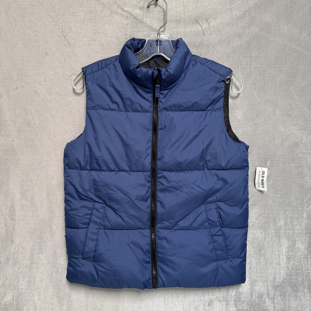 Old Navy Vest Youth Large 10-12 Blue Puffer Quilted Insulated Full Zip Kids